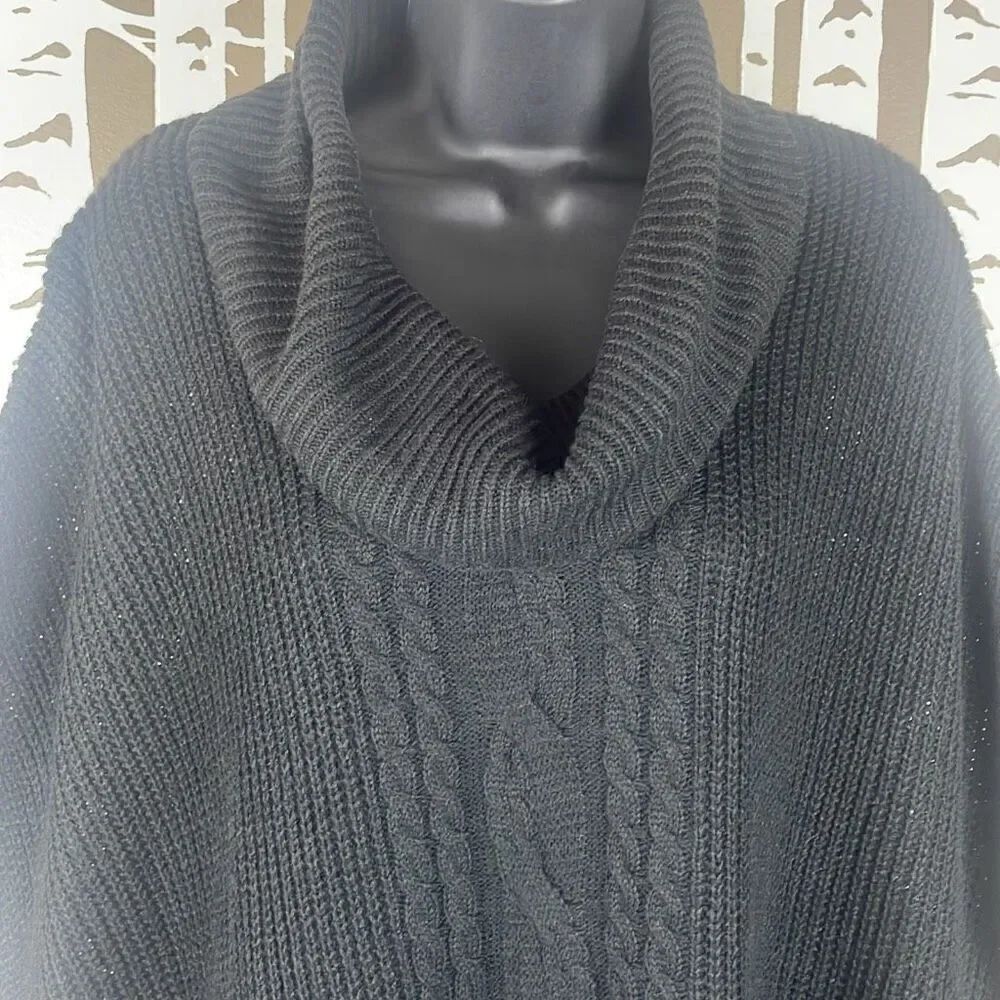 Cowl Neck Knitted Poncho S/M